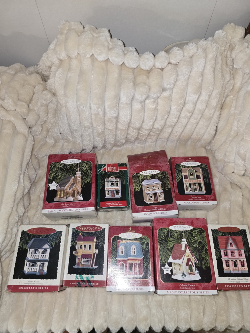 Hallmark Holiday Village Ornament W/Boxes (Set of 9)